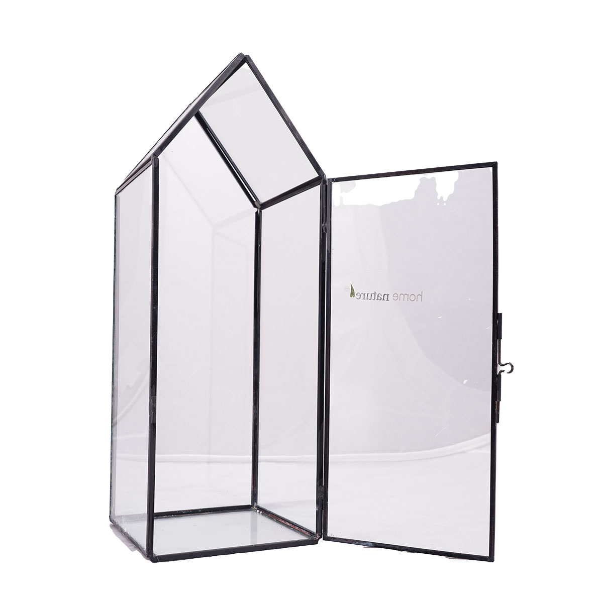 Home Nature Farol House Grande De Vidrio Y Metal Color Negro 12*11*30 Cm image number null