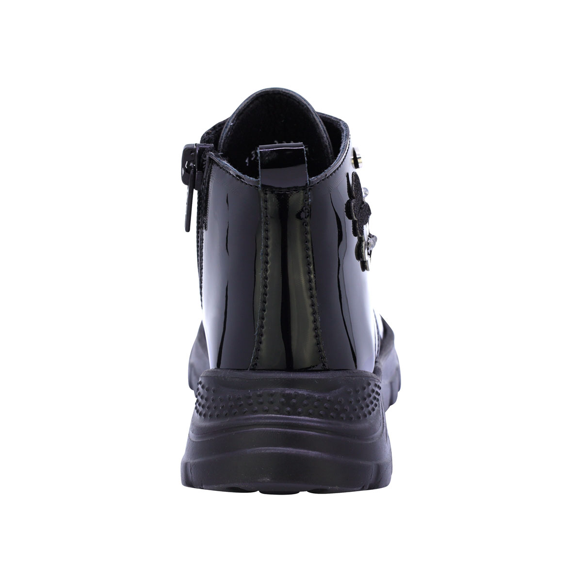Tenis Bota en Charol Coqueta Negro con Agujeta para Ni&ntilde;a image number null