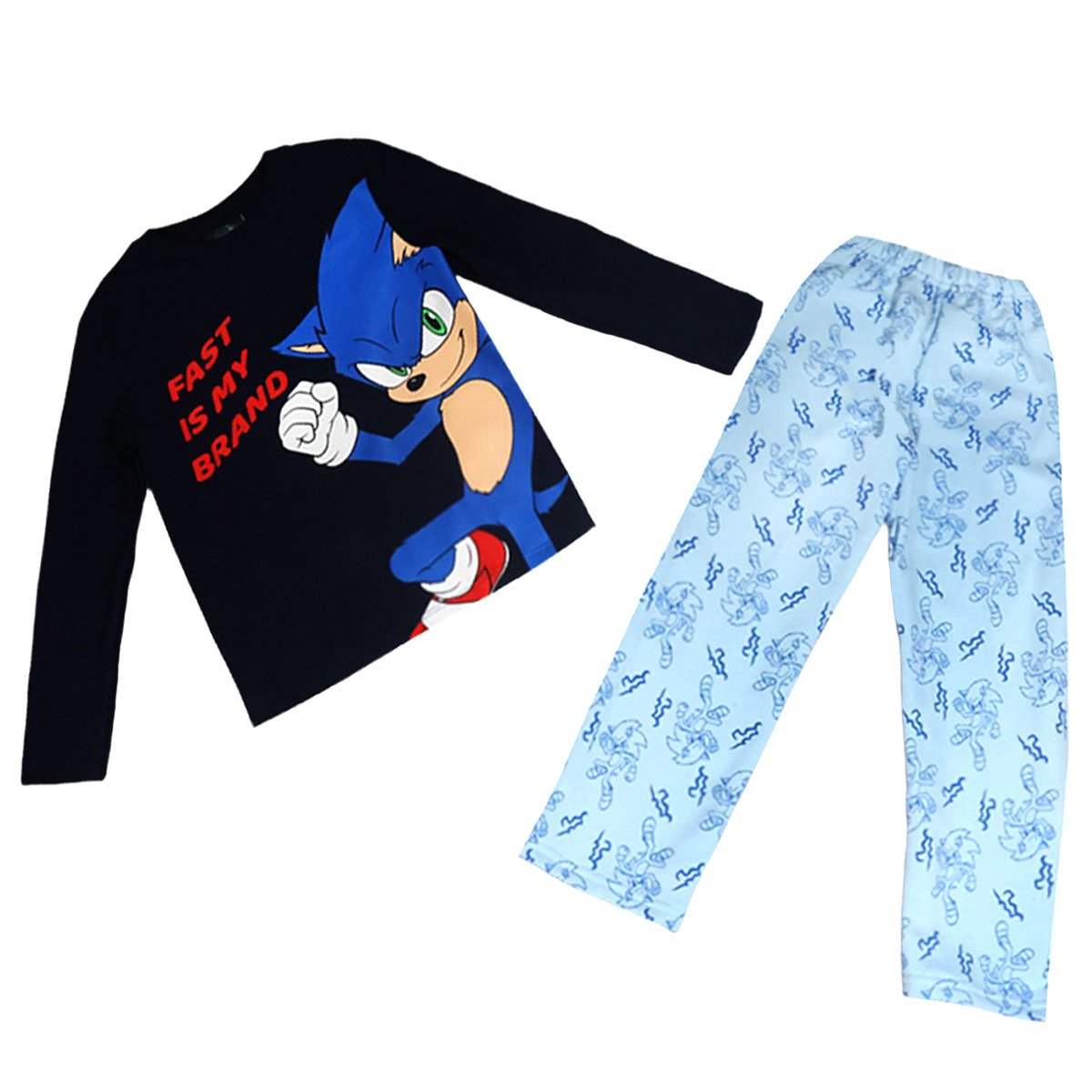 Pijama de Playera Manga Larga y Pantal&oacute;n con Dise&ntilde;o Sonic para Ni&ntilde;o image number null