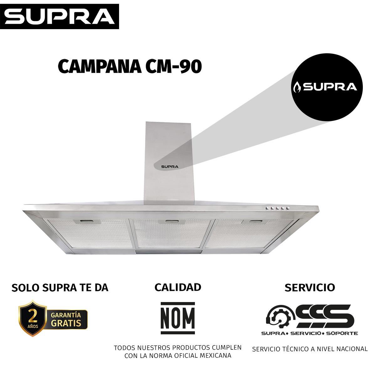 Campana Extractora Supra CM-90 image number null