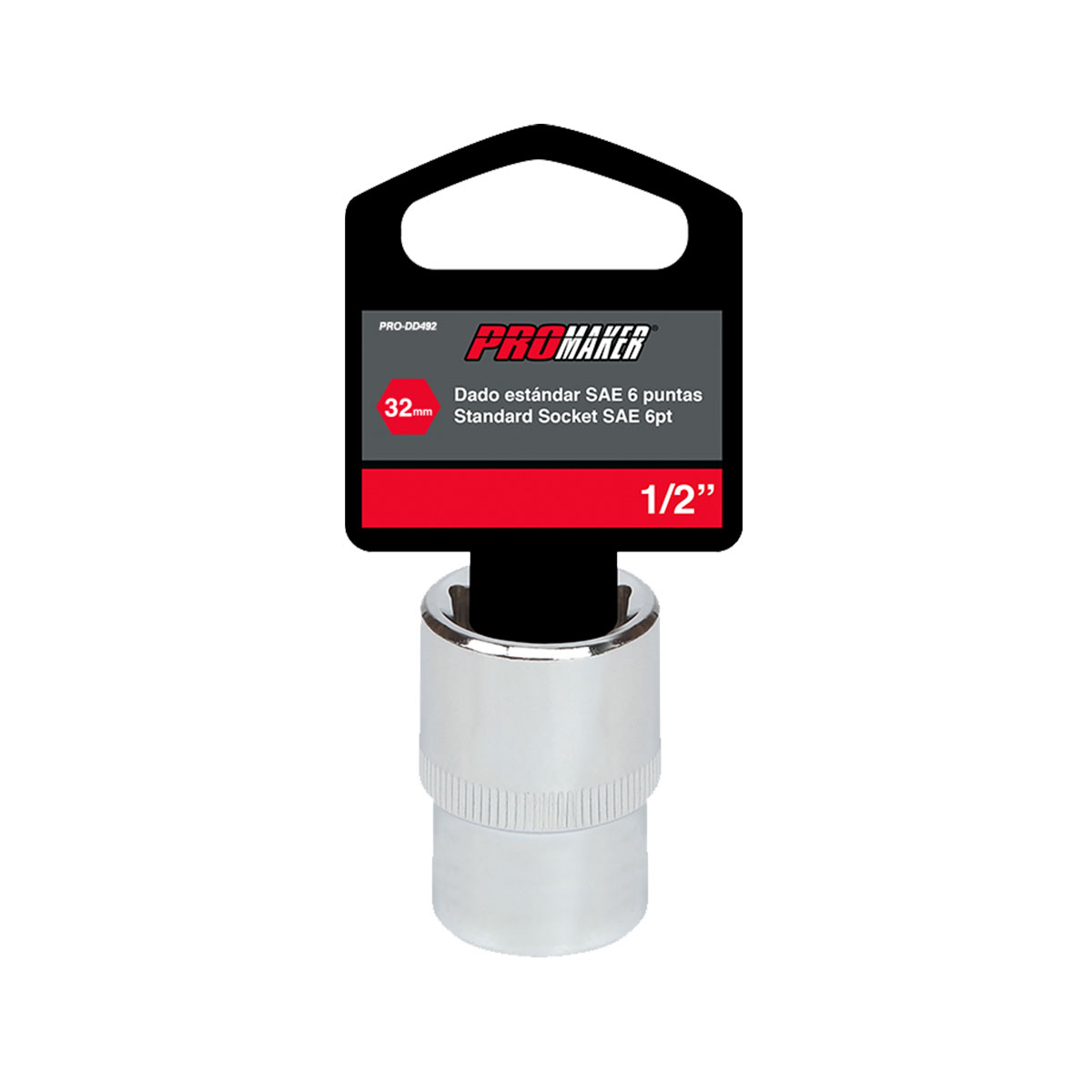 Dado Corto Hexagonal Cromado 1/2" X 32mm Promaker image number null
