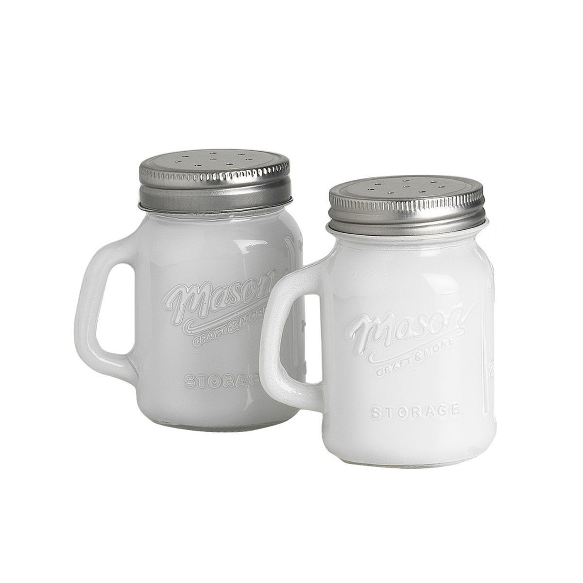 Salero Y Pimentero Blanco Vidrio MASON CRAFT AND MORE image number null