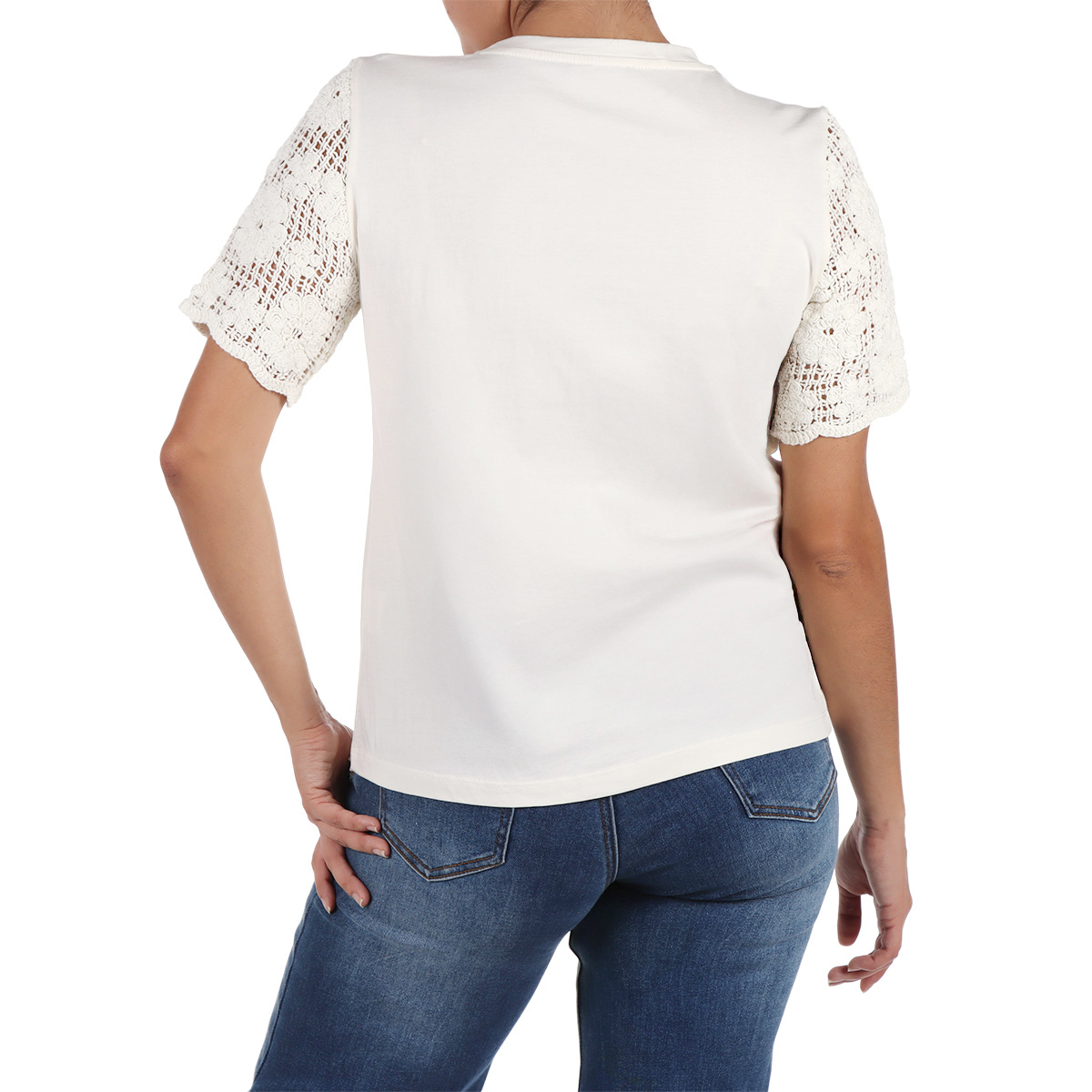 Playera Algod&oacute;n Crochet Manga Corta Arqueology Mujer image number null