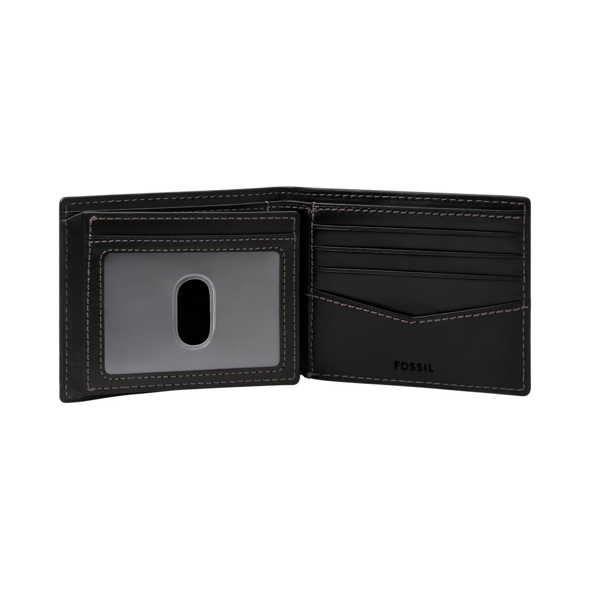 Cartera Bifold De Piel Negra Fossil Para Hombre image number null