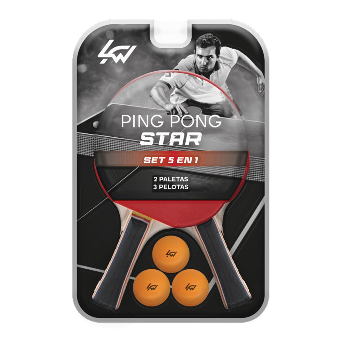 Set Raqueta Y Pelotas Ping Pong Lfwppgset Rojo image number null