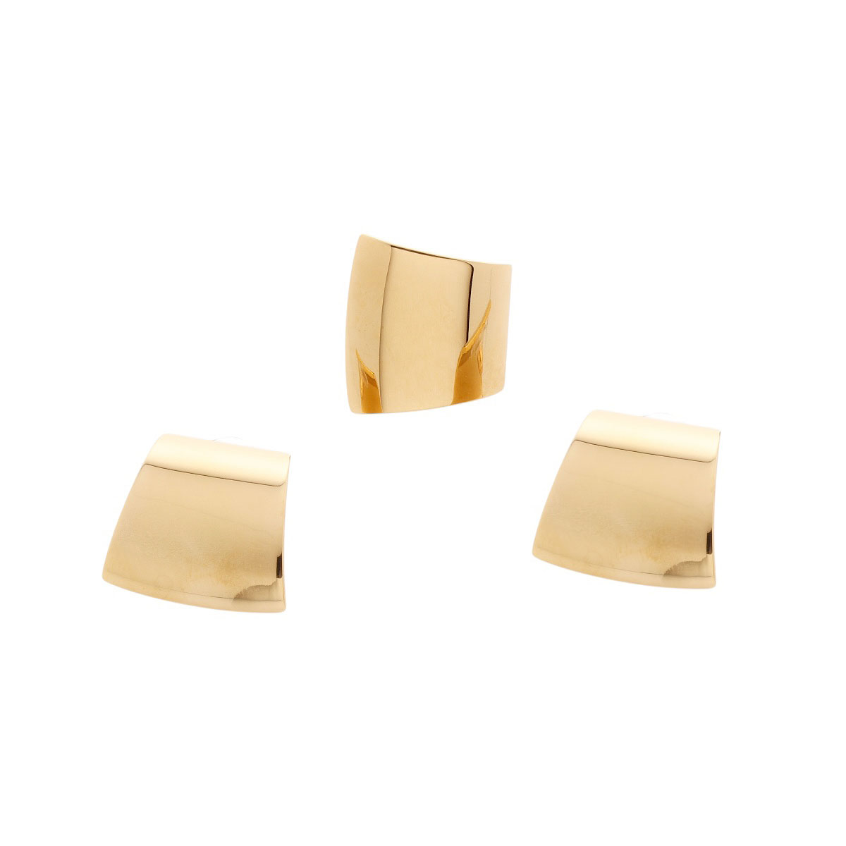 Set De Aretes Y Anillo  Forma Irregular Dorado C2C image number null