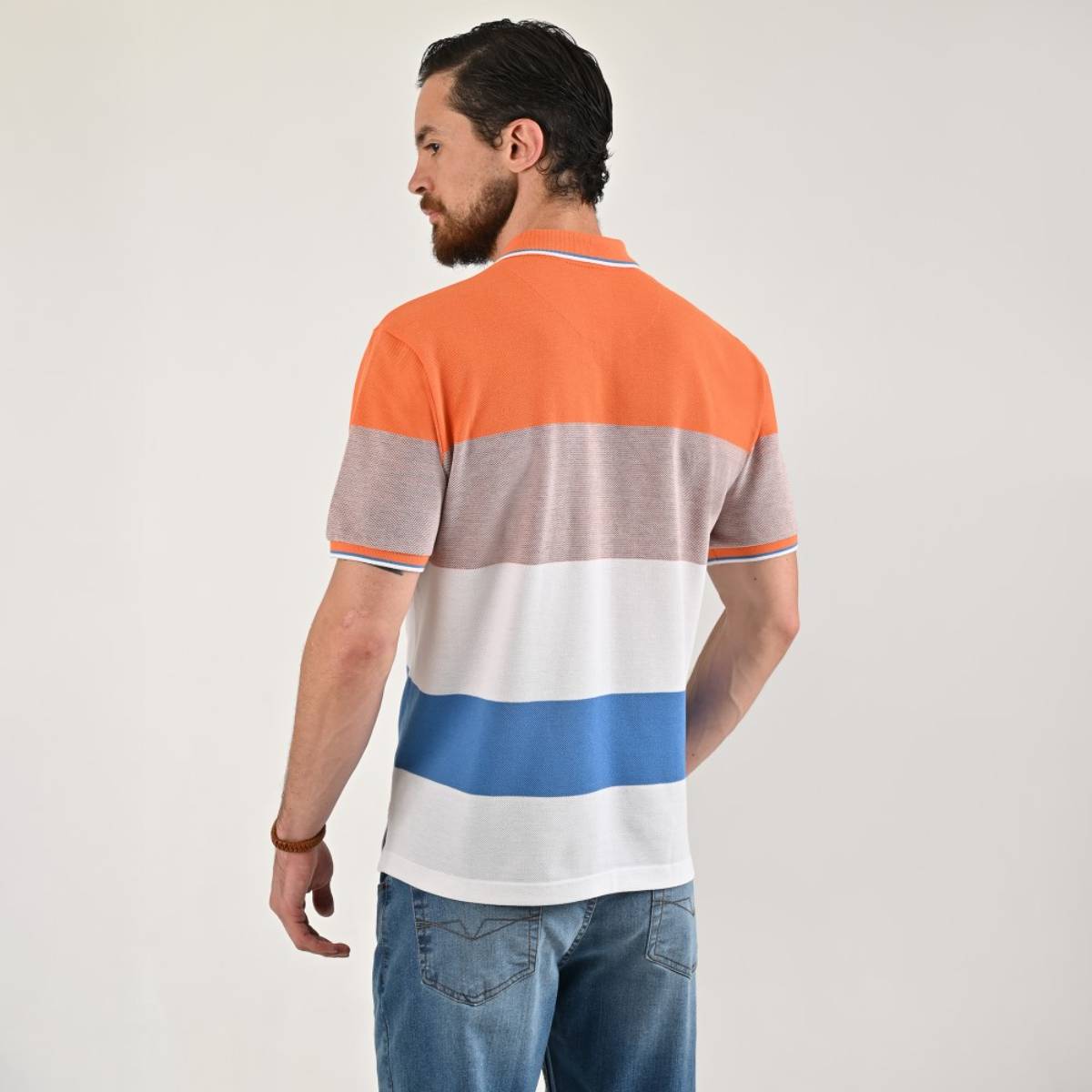 Playera Polo Rayas Yale Manga Corta para Hombre Plus image number null