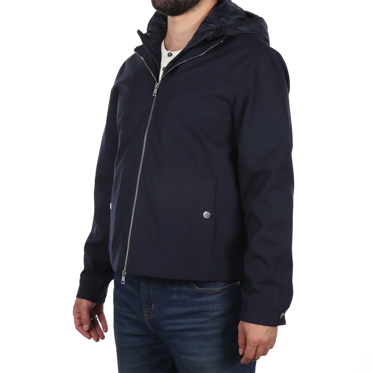 Chamarra Negra Dise&ntilde;o Dual con Capucha Bruno Magnani Hombre image number null
