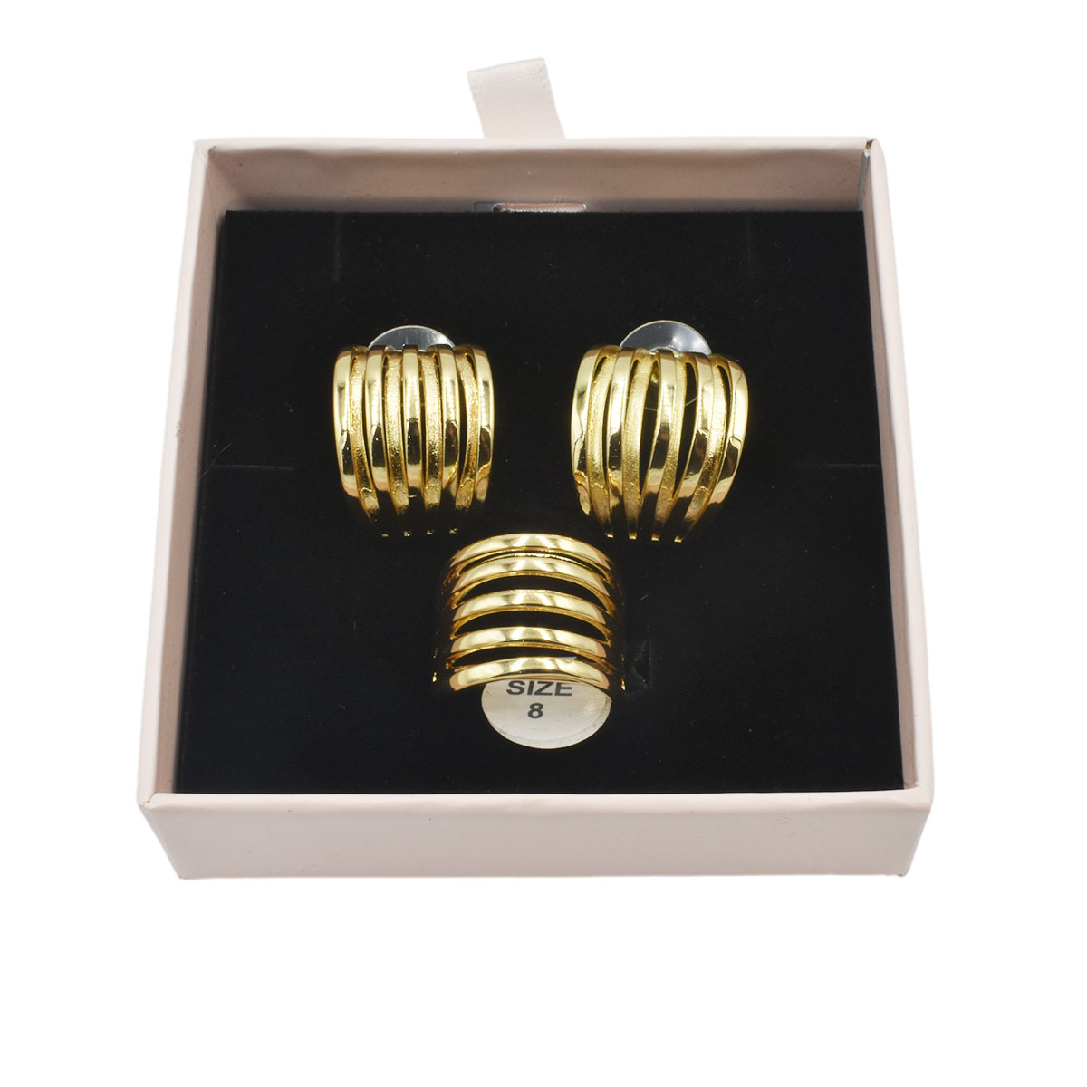 Set De Aretes Y Anillo Dorado Lulu image number null