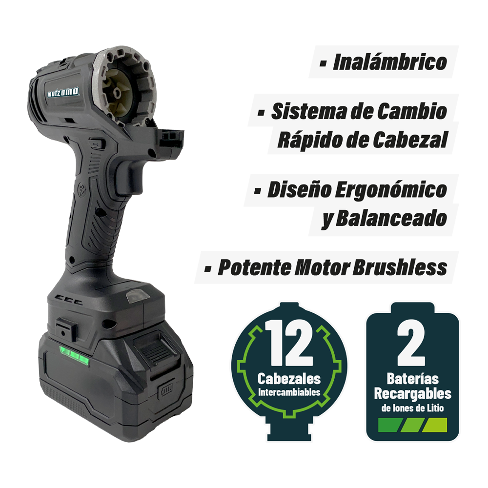Taladro El&eacute;ctrico Inal&aacute;mbrico con 12 Cabezales Intercambiables image number null