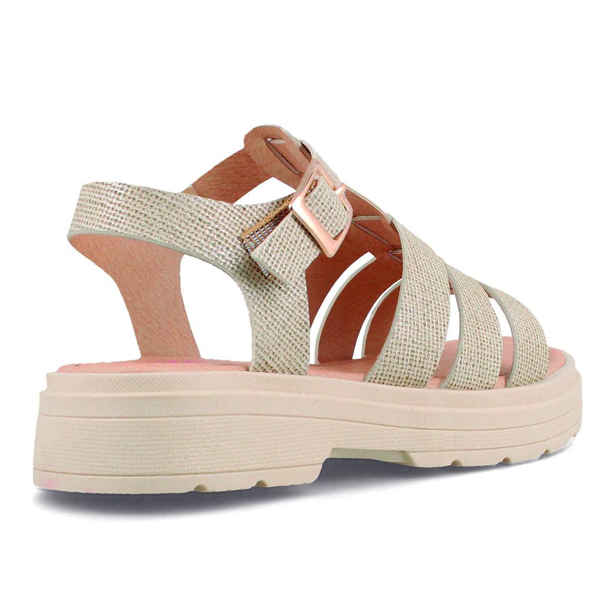 Sandalia con Aplicaci&oacute;n Estoperoles Beige Vavito Ajuste Hebilla para Ni&ntilde;a image number null