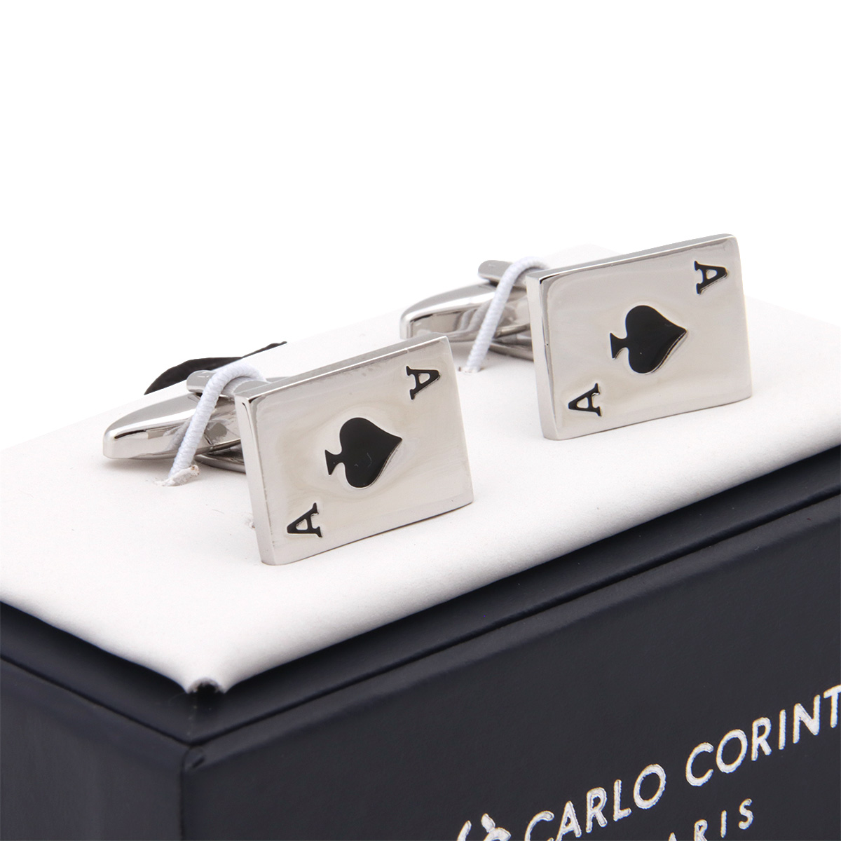 Mancuernillas As de Picas Plata Lat&oacute;n Carlo Corinto para Hombre image number null