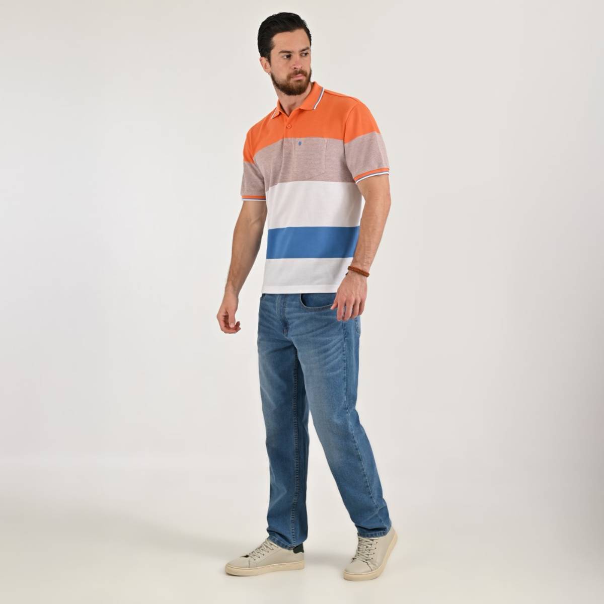 Playera Polo Rayas Yale Manga Corta para Hombre Plus image number null