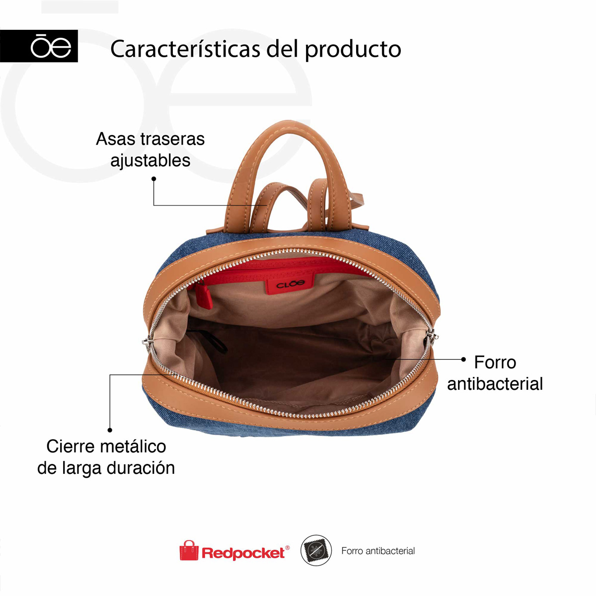 Bolso Backpack Cloe Negro para Mujer image number null