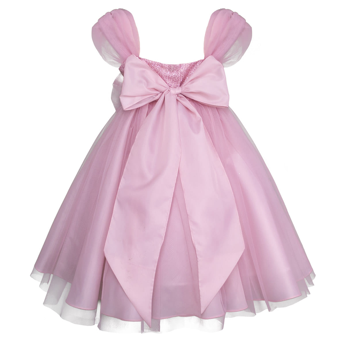 Vestido con Manga Ca&iacute;da de Tul y Mo&ntilde;o en Cintura Gerat para Ni&ntilde;a image number null