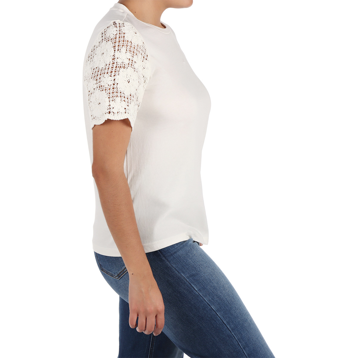 Playera Algod&oacute;n Crochet Manga Corta Arqueology Mujer image number null
