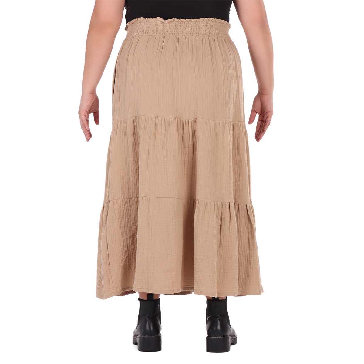 Falda Larga de Algod&oacute;n Cintura El&aacute;stica Dex Plus para Mujer Curvy image number null