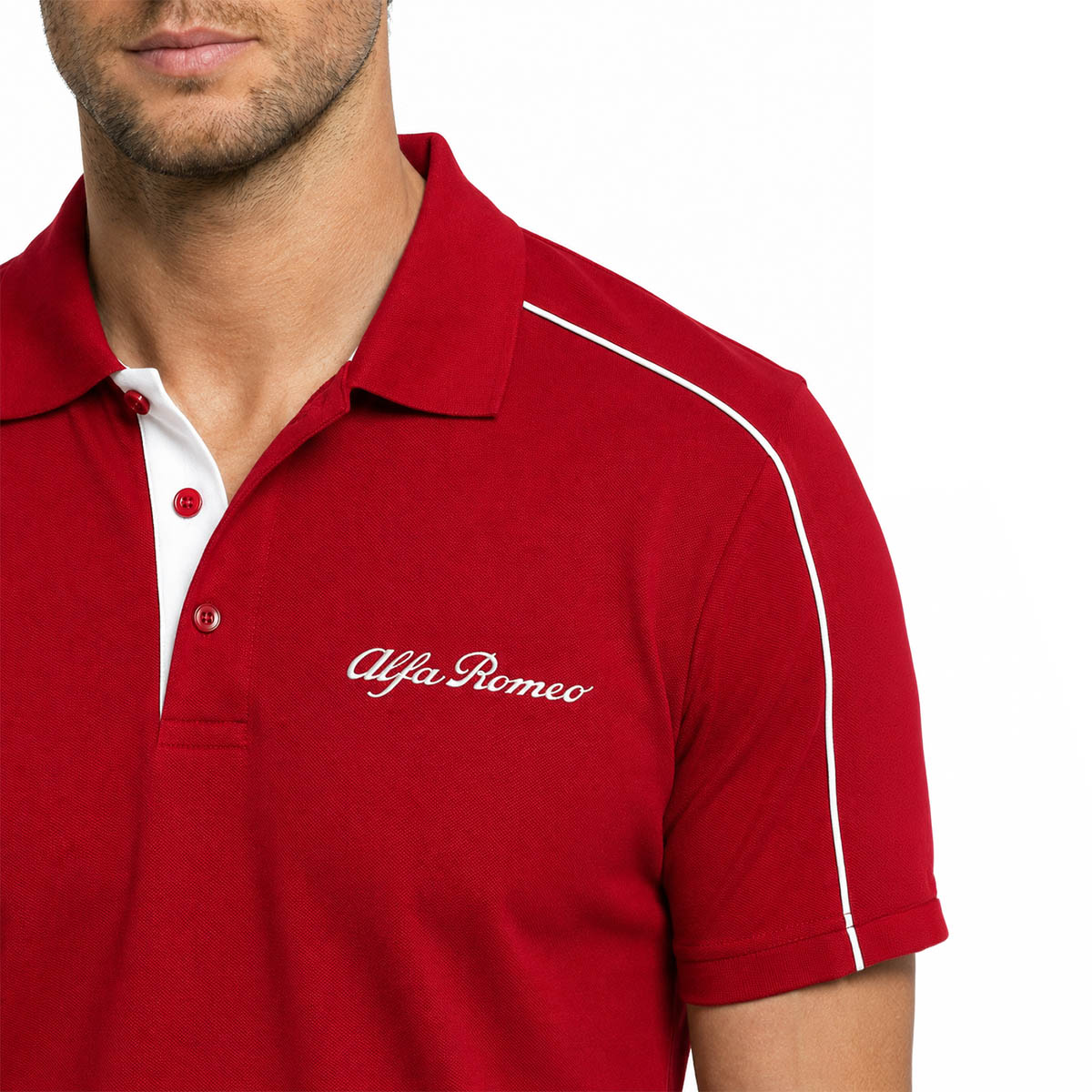 Playera Polo Rojo Vivo Hombro Alfa Romeo Manga Corta para Hombre image number null