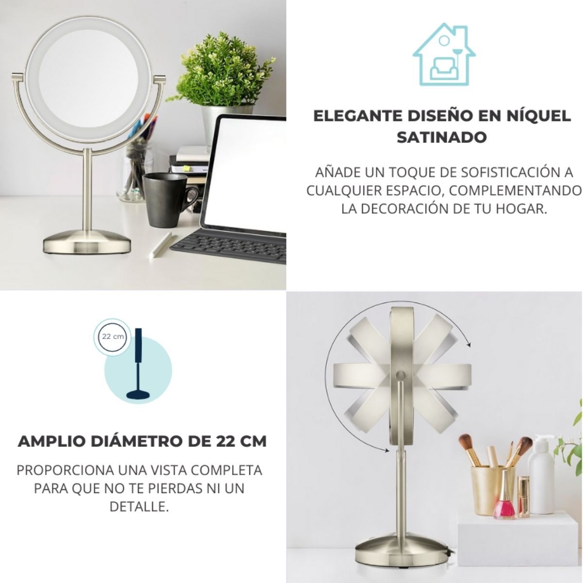 Espejo Satinado Redondo Led Conair image number null