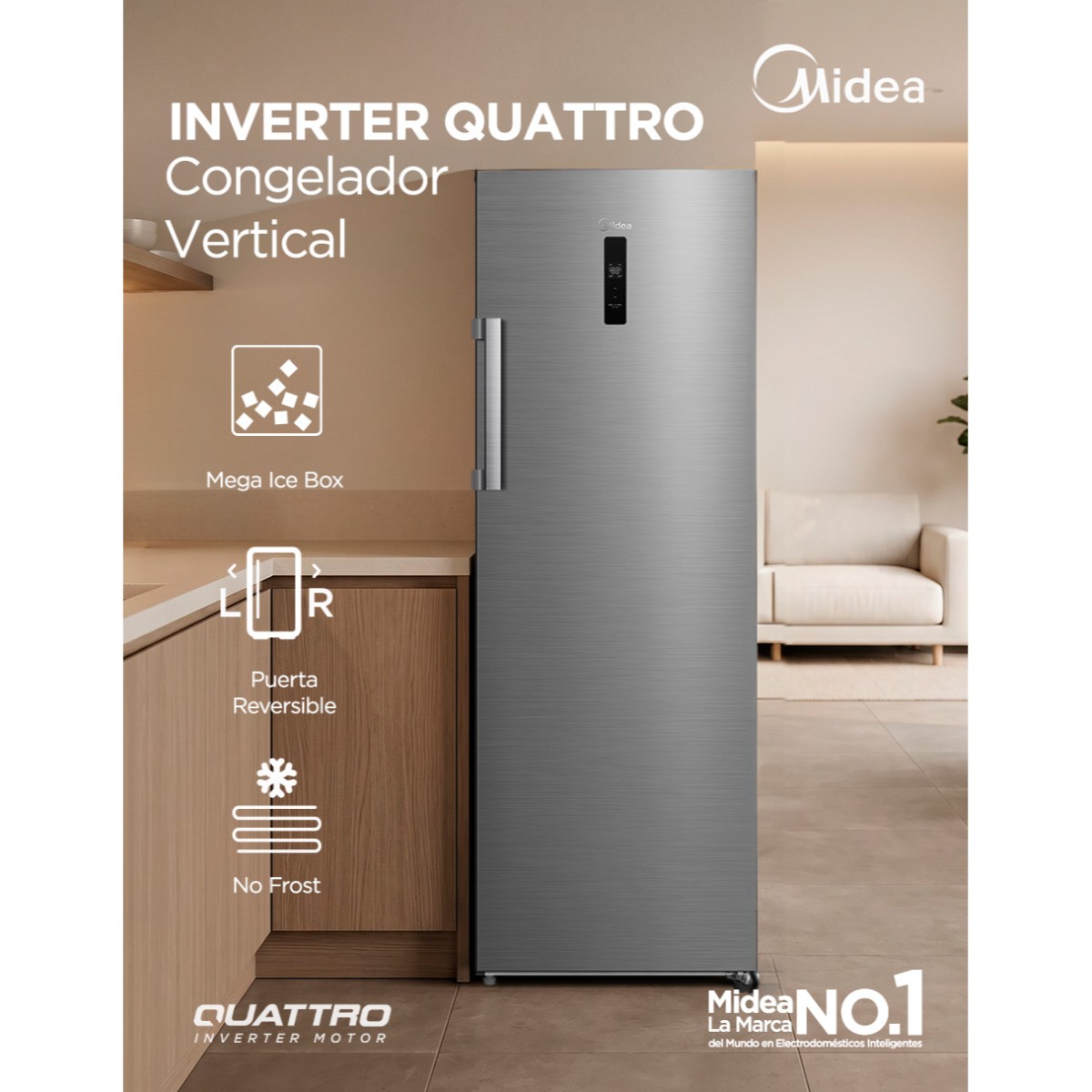 Congelador Vert Midea 1Puerta 9P MDRU333FEM46D Acero image number null