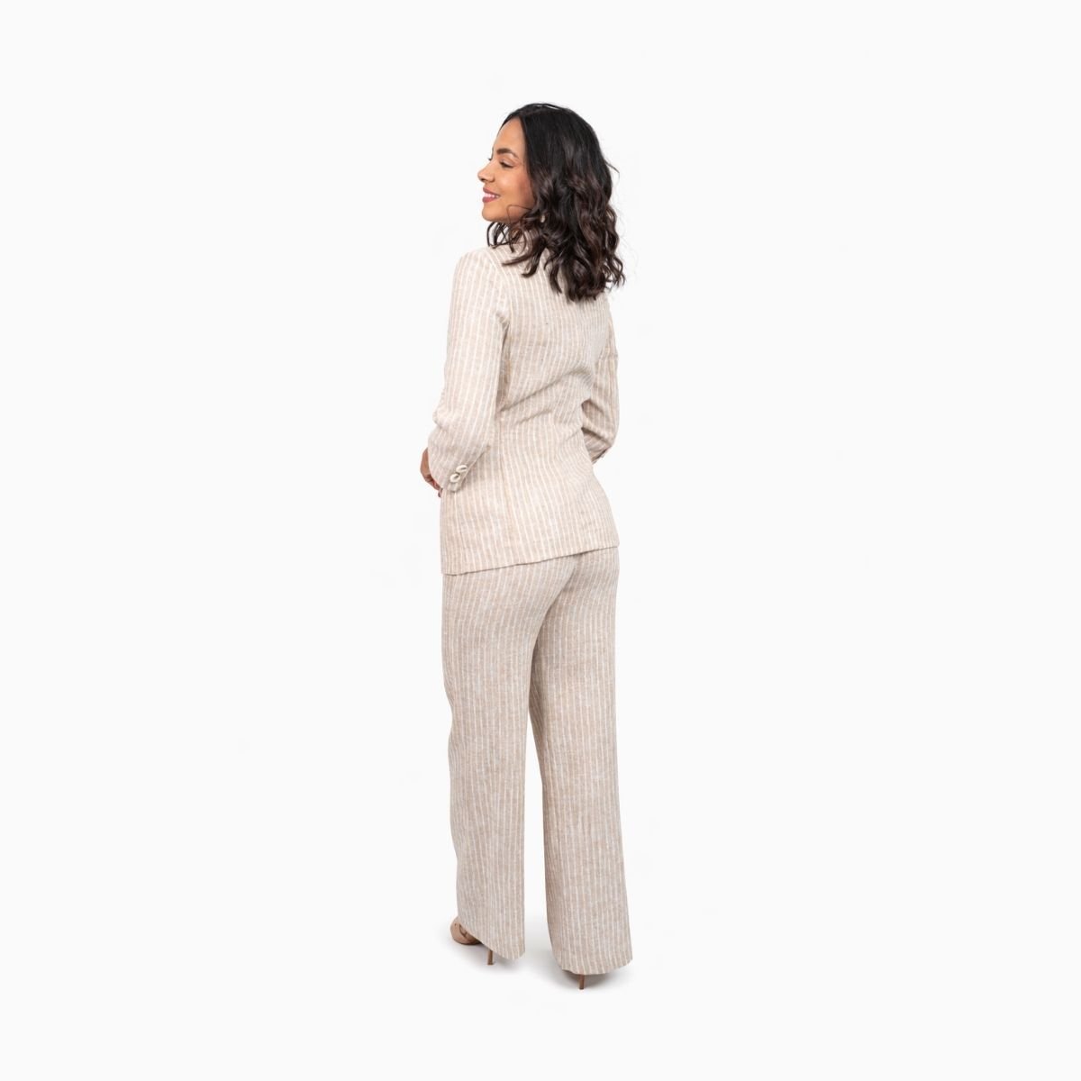 Conjunto de 2 Piezas Saco Solapa y Pantal&oacute;n Rayas La Difference para Mujer image number null