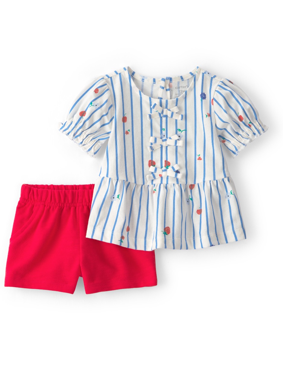 Conjunto de Blusa y Short Carter's Dise&ntilde;o Rayas para Beb&eacute; Ni&ntilde;a image number null
