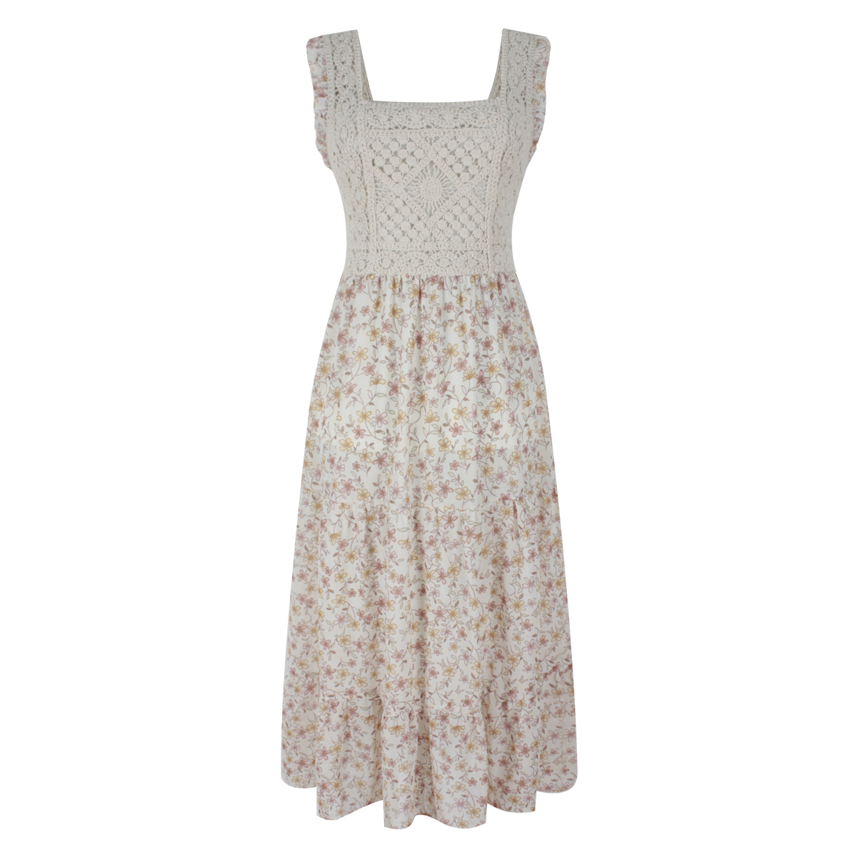 Vestido Estampado Floral con Crochet para Mujer Petite Just By Basel image number null