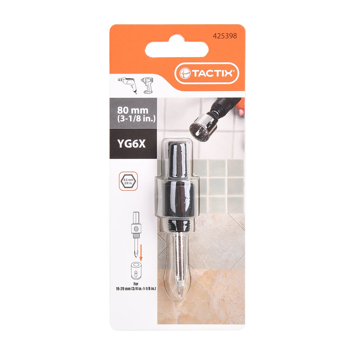 Eje Conector Tactix Broca Diamante 19-29MM 3/4IN-1-1/8IN image number null