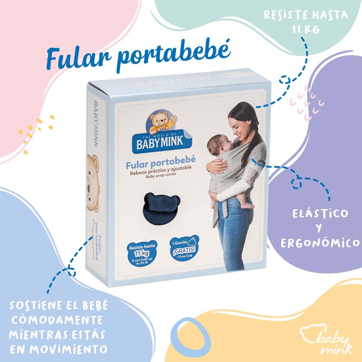 Fular Portabeb&eacute; El&aacute;stico Baby Mink image number null
