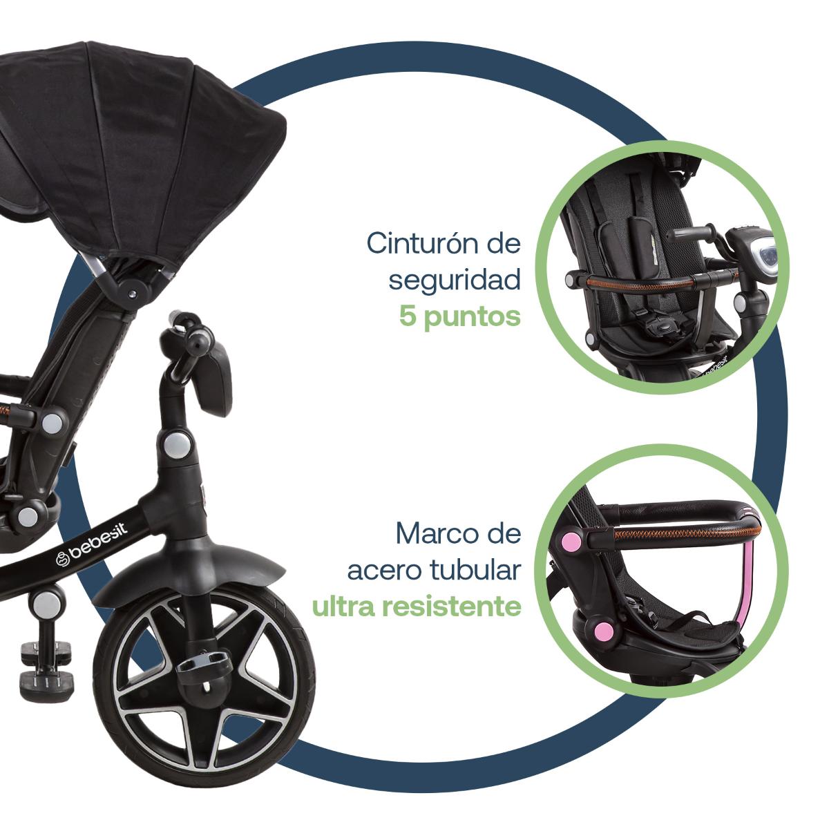 Triciclo Bebesit Tipo Carriola Explorer LX con Asiento Giratorio 360&deg; image number null