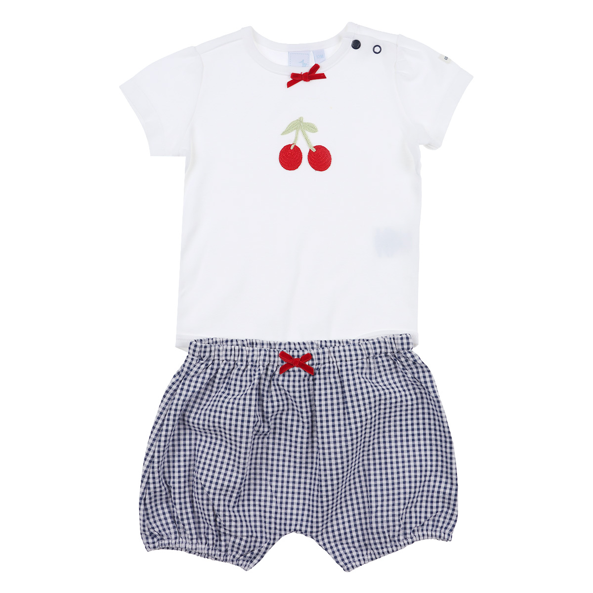 Conjunto Playera Cerezas y Short Cuadros Carosello Beb&eacute; Ni&ntilde;a image number null