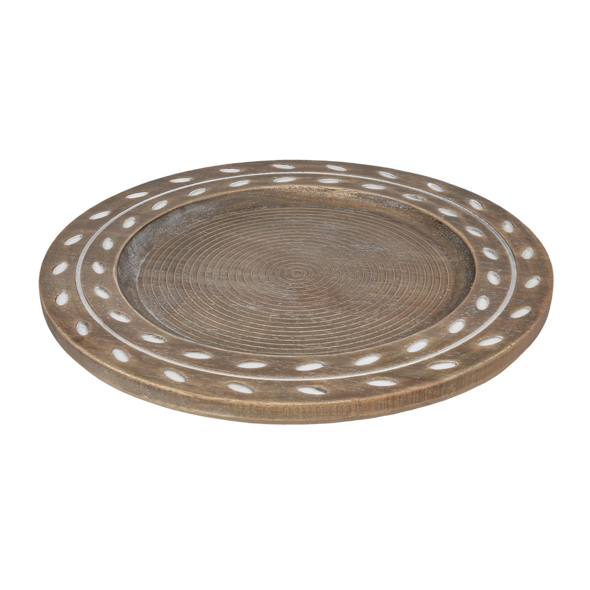 Plato Base Wood Leaf Rim Dark Vintage Home image number null