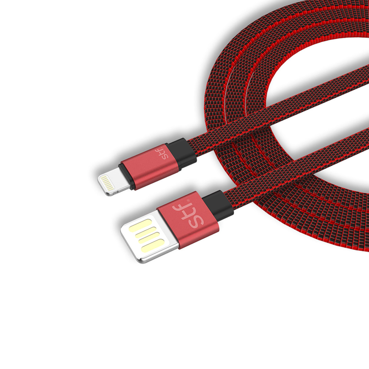 Cable USB- Lightning Carga Ultra R&aacute;pida 1m Rojo/ Negro STF image number null