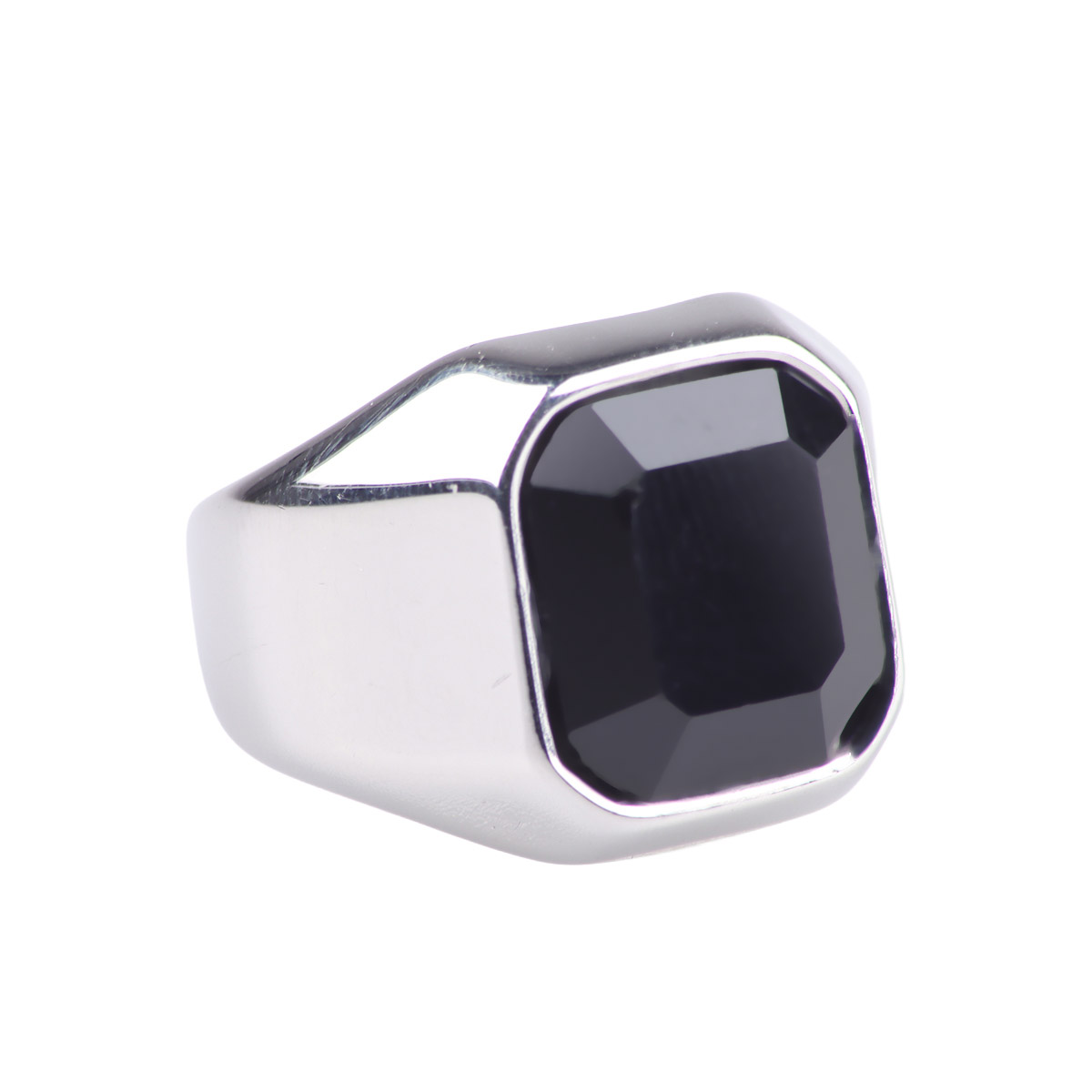 Anillo Hombre LEVEL 26 Acero Inoxidable Piedra Negra image number null