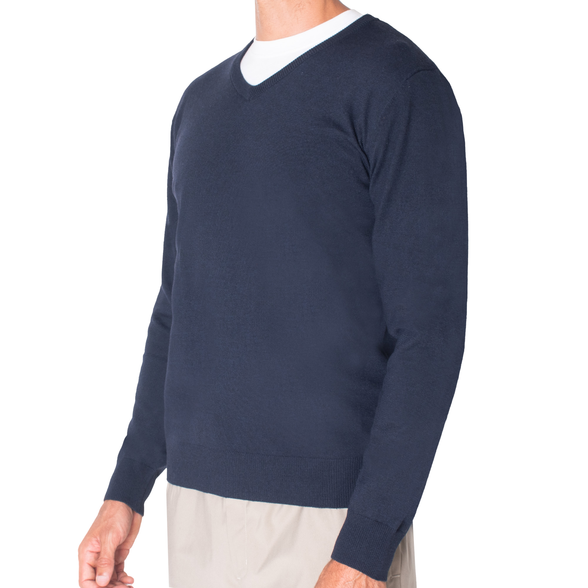 Su&eacute;ter Ligero Cuello V Azul Marino para Hombre image number null