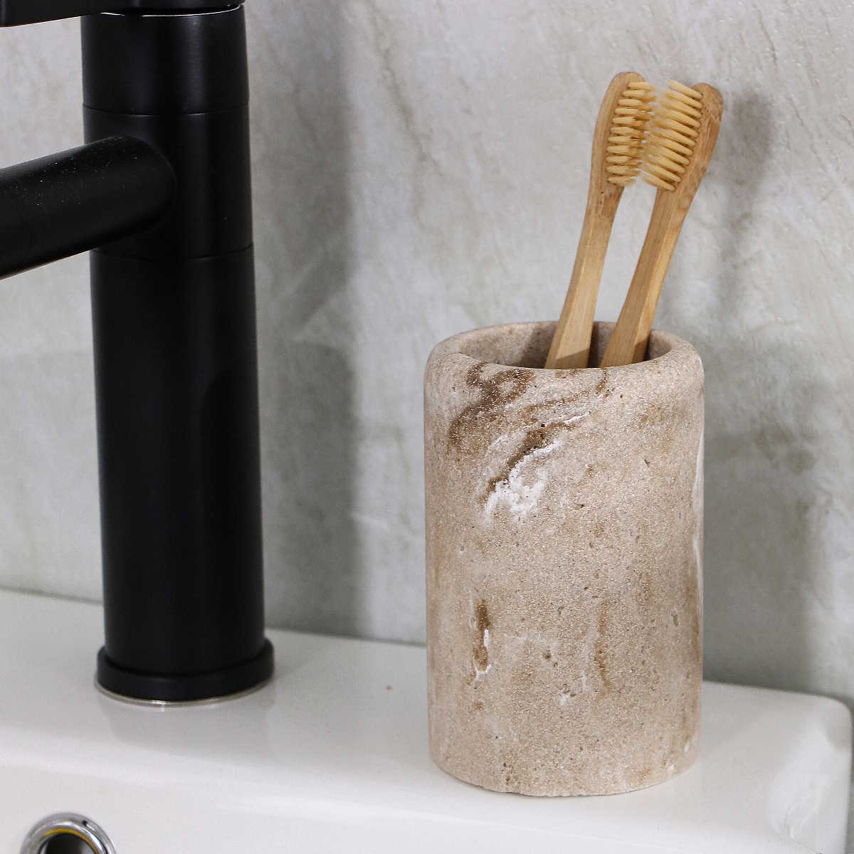 Vaso Sidney Marmoleado Beige Poliresina Zense image number null
