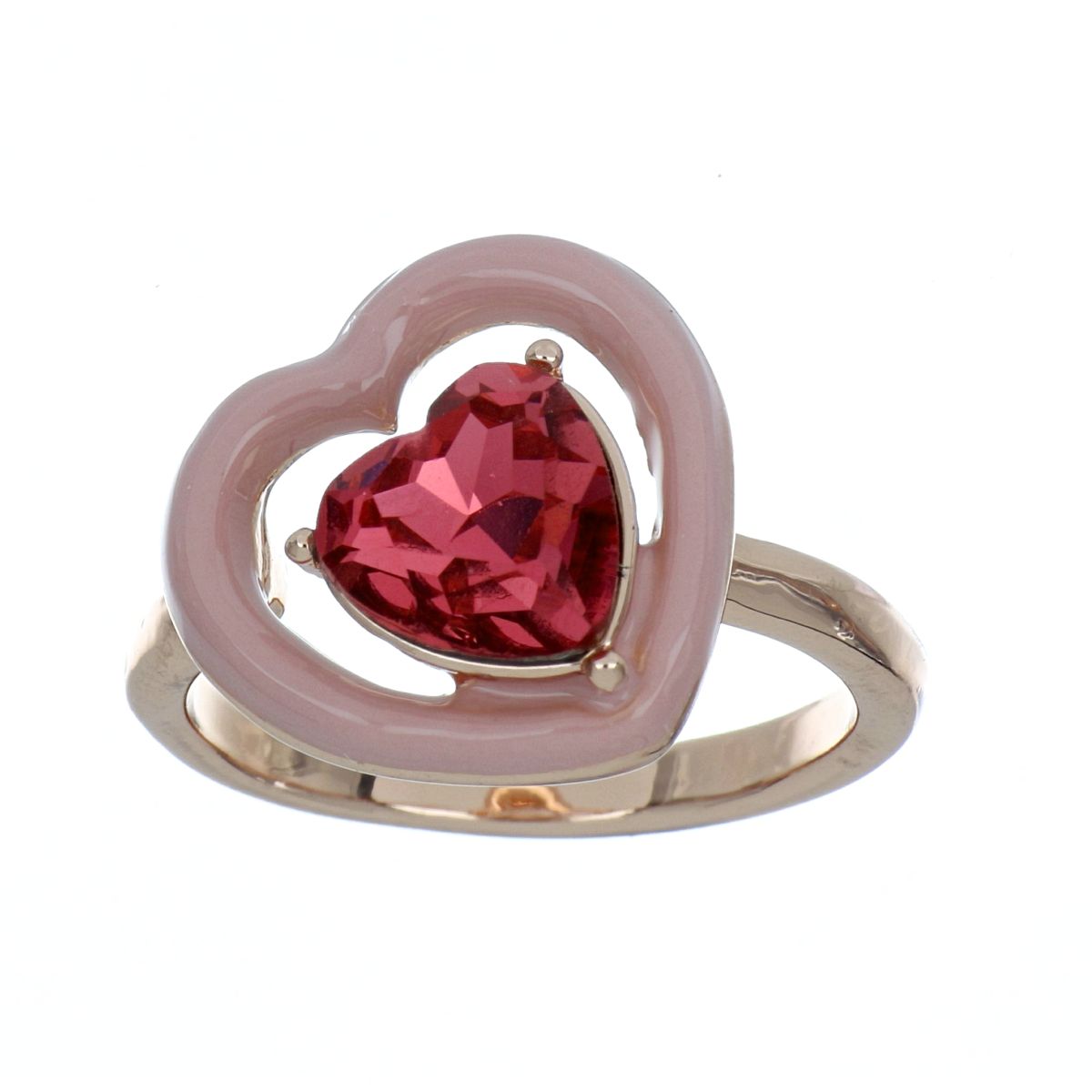 Anillo Coraz&oacute;n Rose Esmaltado Chapado Oro Rosa Farfalla Bonetti image number null