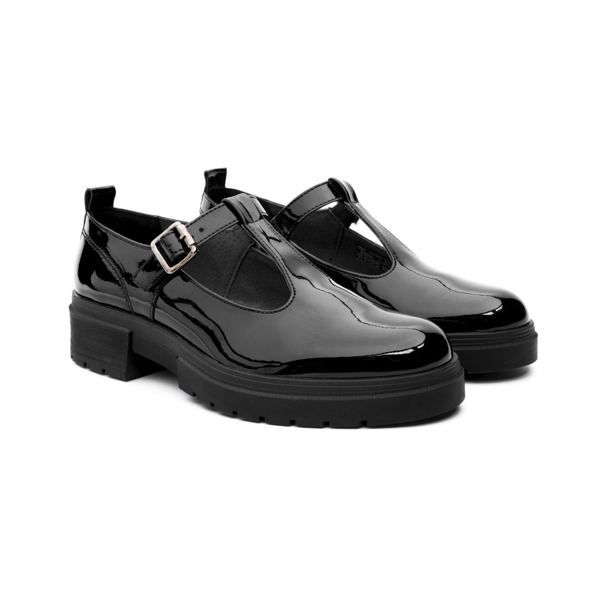 Zapato Escolar en Charol Antica Flexi Suela Gruesa Ajuste Hebilla para Ni&ntilde;a image number null