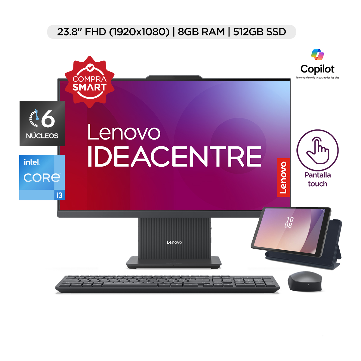 Bundle Desktop All In One Lenovo IdeaCentre 23.8 Intel Core i3 8 GB RAM 512 GB SSD Windows 11 + Lenovo Tab M8 4th Gen" image number null