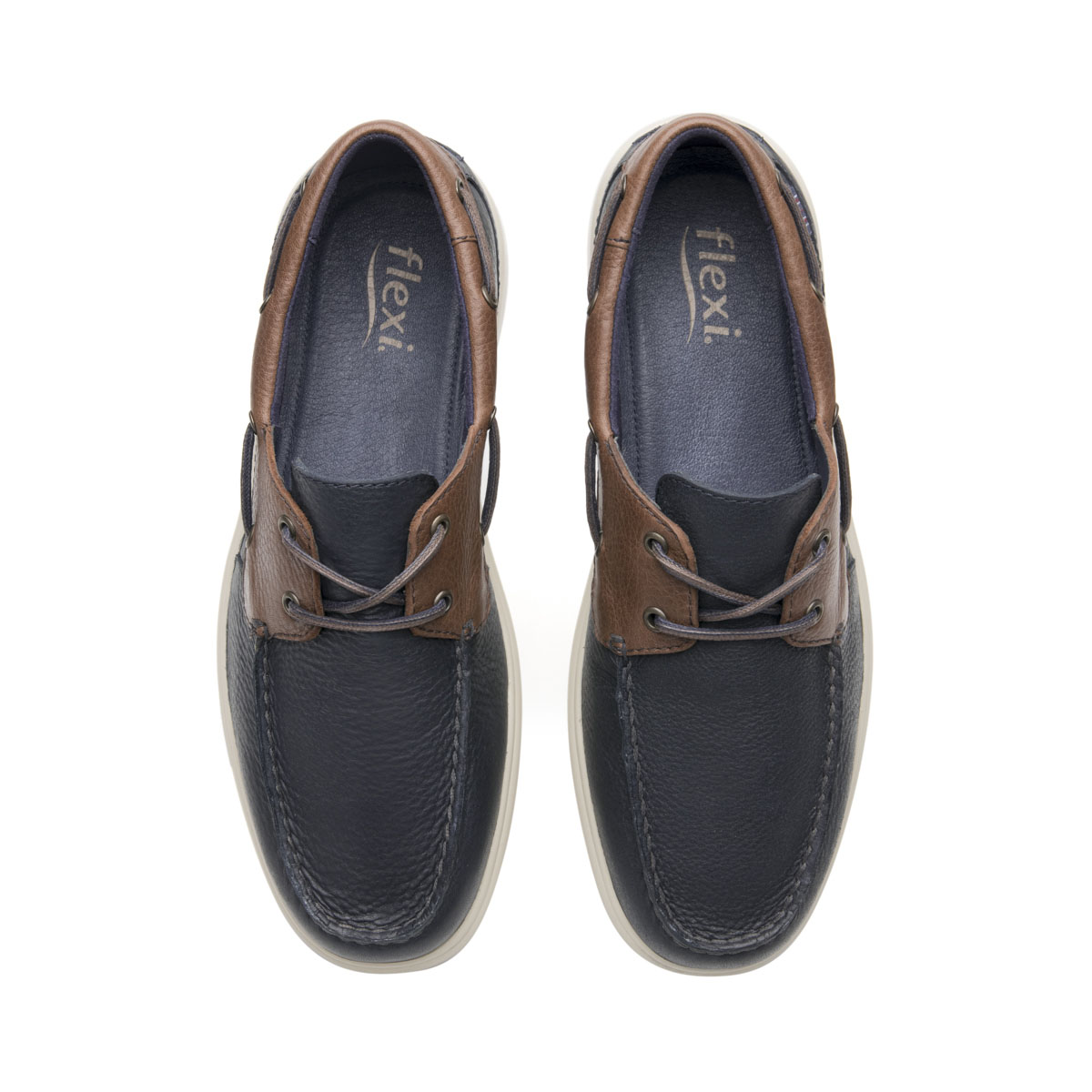 Mocas&iacute;n N&aacute;utico en Piel Flexi Azul para Hombre image number null