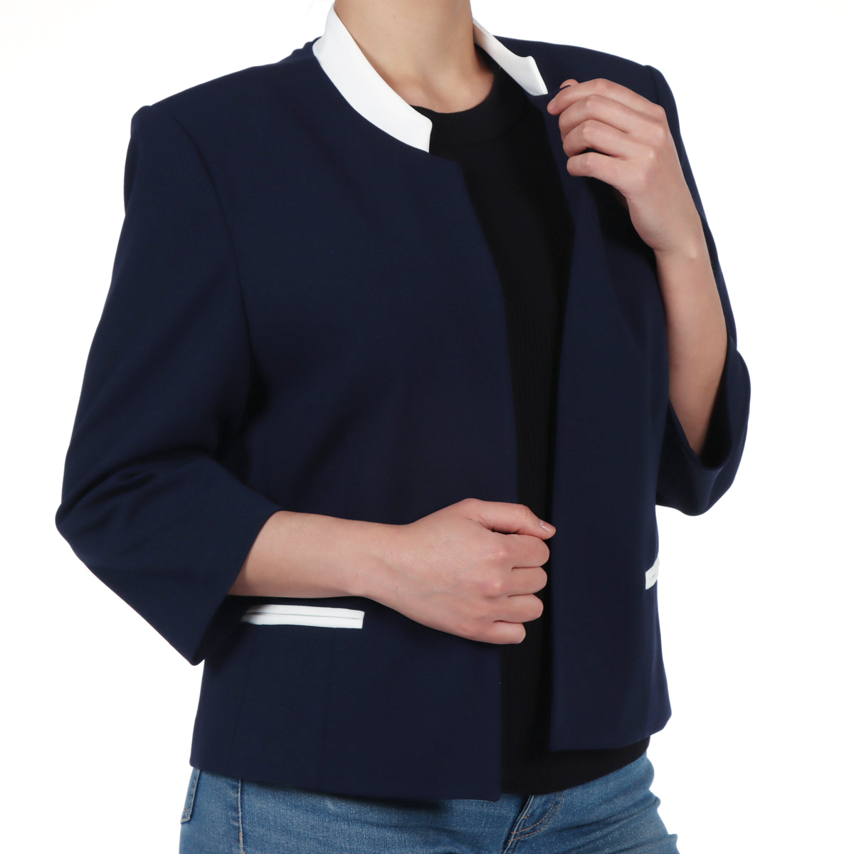 Saco Con Contraste En Cuello Redondo DIVA BY GAMUS para Mujer image number null