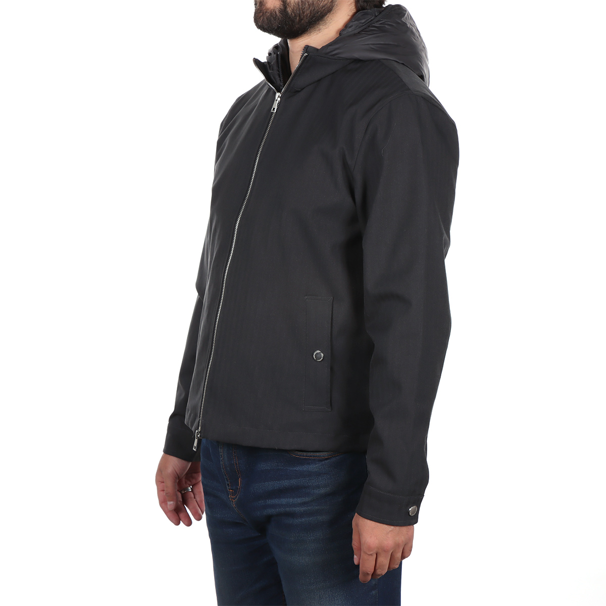 Chamarra Negra Dise&ntilde;o Dual con Capucha Bruno Magnani Hombre image number null