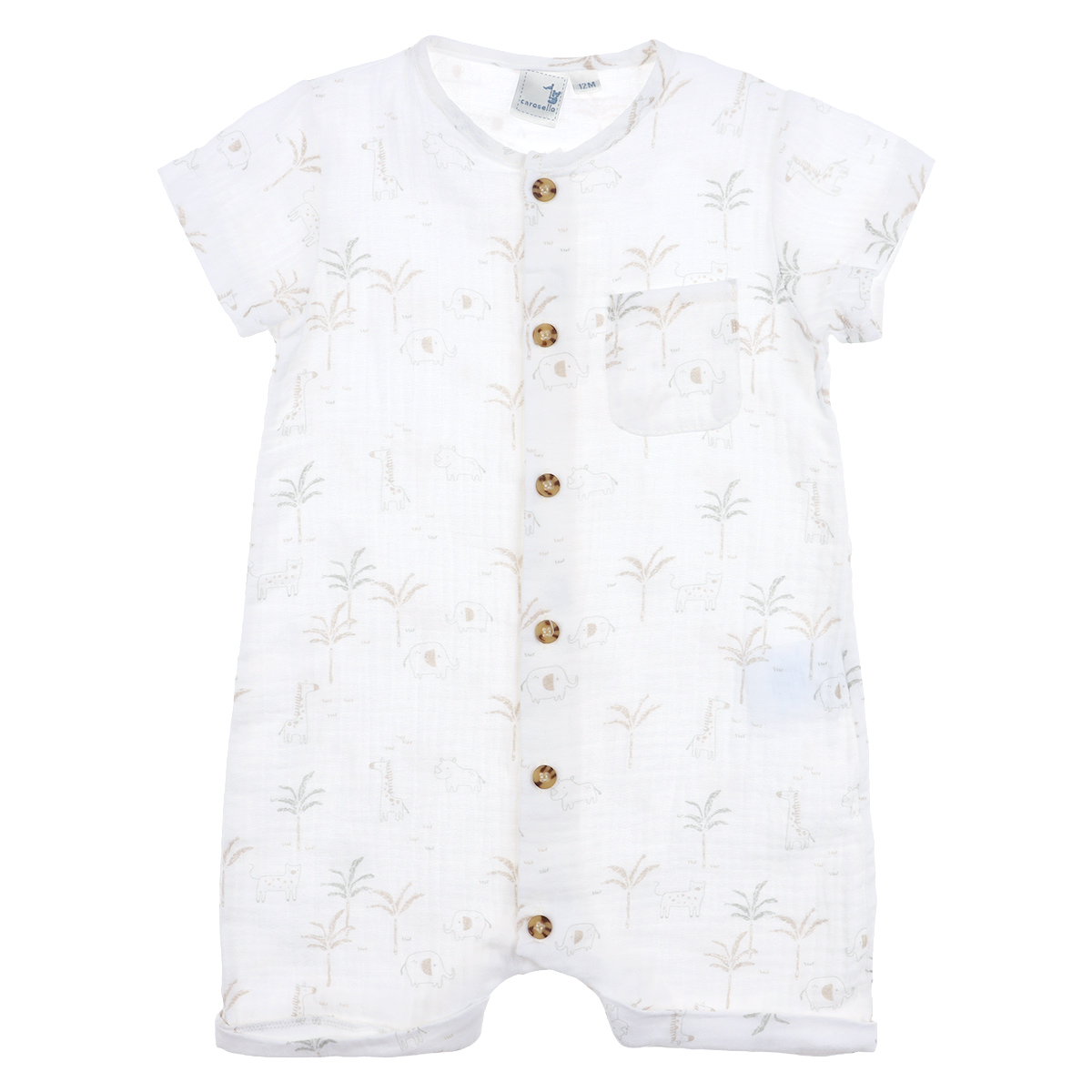 Romper Estampado Safari 100% Algod&oacute;n Carosello Beb&eacute; Ni&ntilde;o image number null