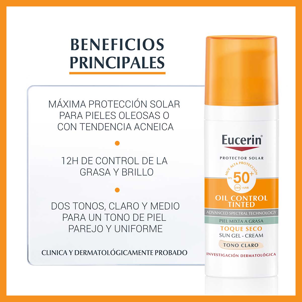 Eucerin Sun Oil Control Tinted Light Fps+50 50Ml image number null