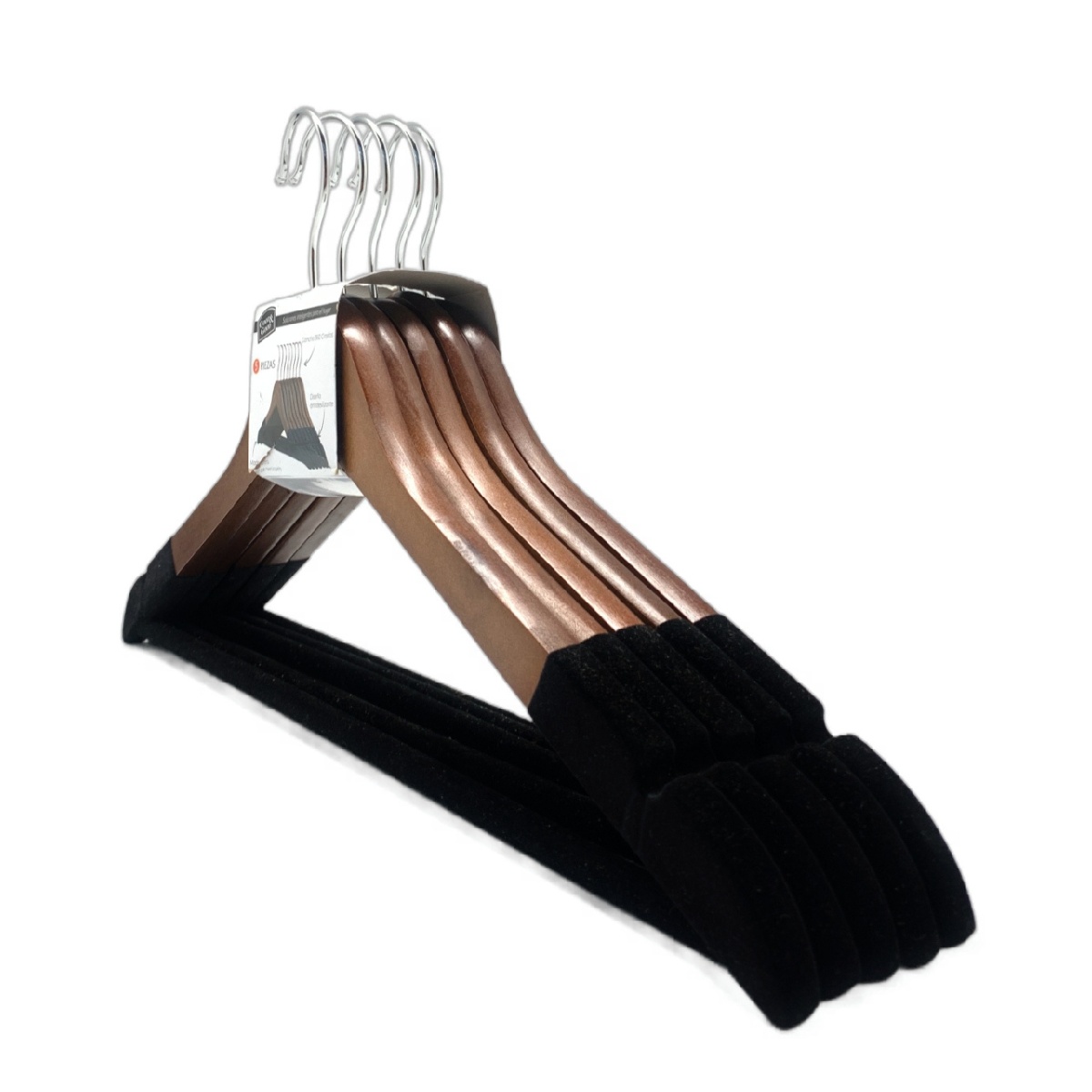 Juego 5 Ganchos Madera con Terciopelo Giratorio GOOD AND GOOD image number null