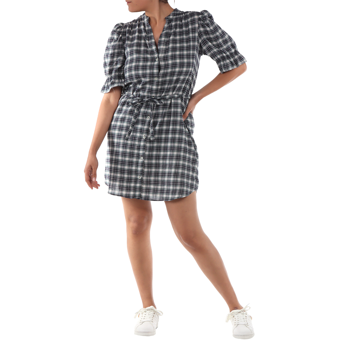 Vestido Camisero a Cuadros con Cintur&oacute;n Arqueology para Mujer image number null