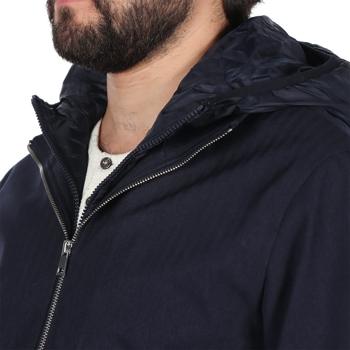 Chamarra Negra Dise&ntilde;o Dual con Capucha Bruno Magnani Hombre image number null