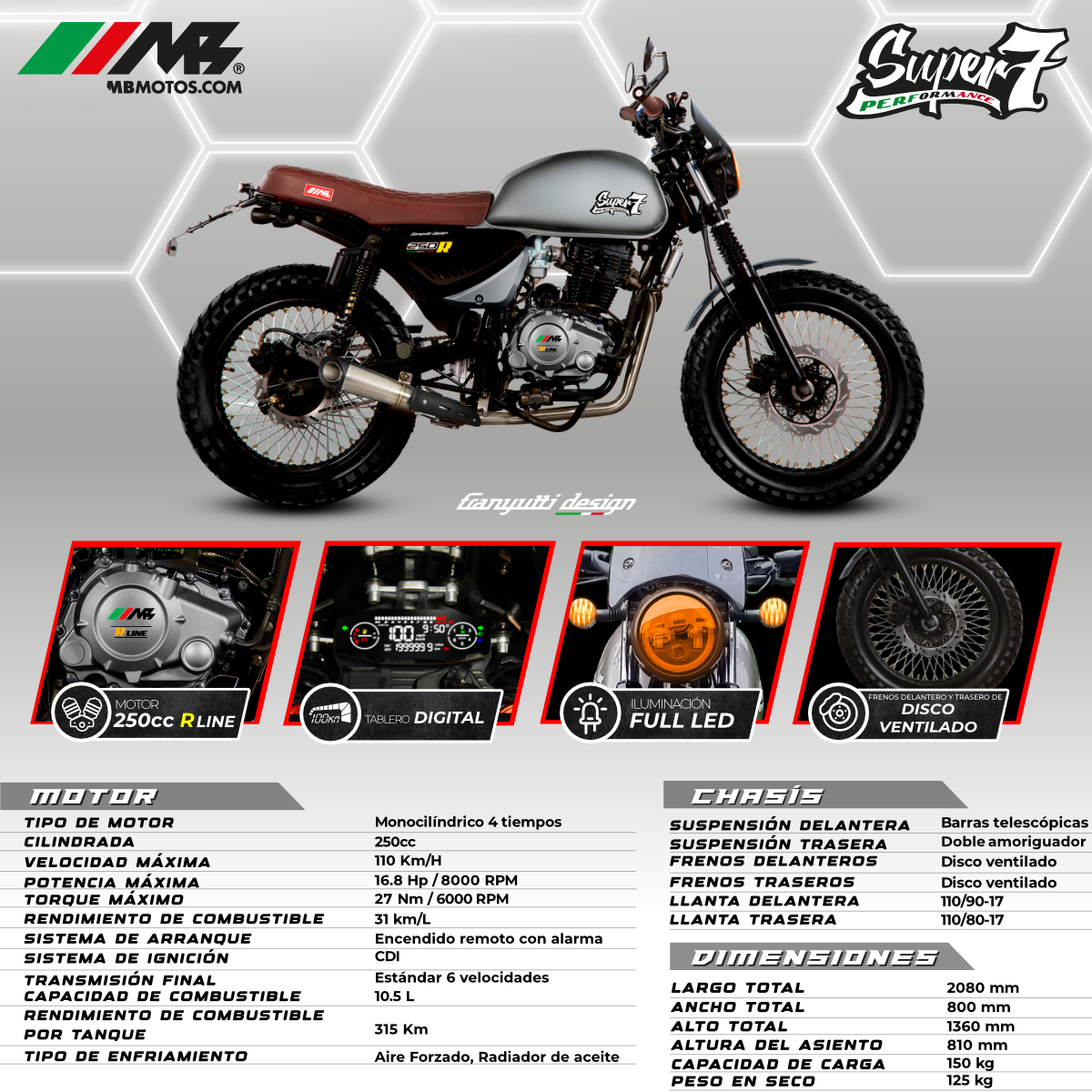 Motocicleta MB SUPER 7 250 PERFORMANCE image number null