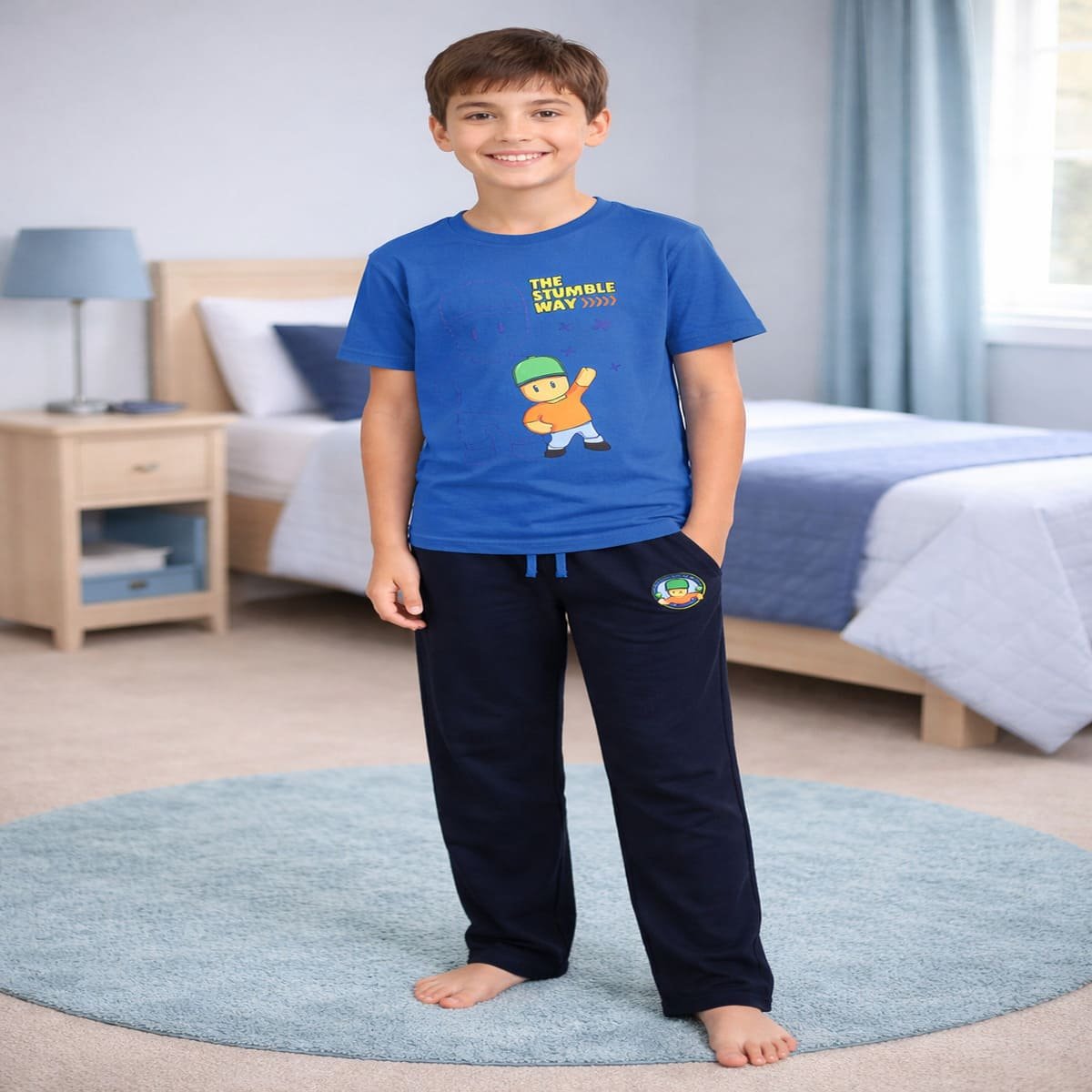 Pijama de Playera Manga Corta y Pantal&oacute;n con Dise&ntilde;o Stumble Guys para Ni&ntilde;o image number null