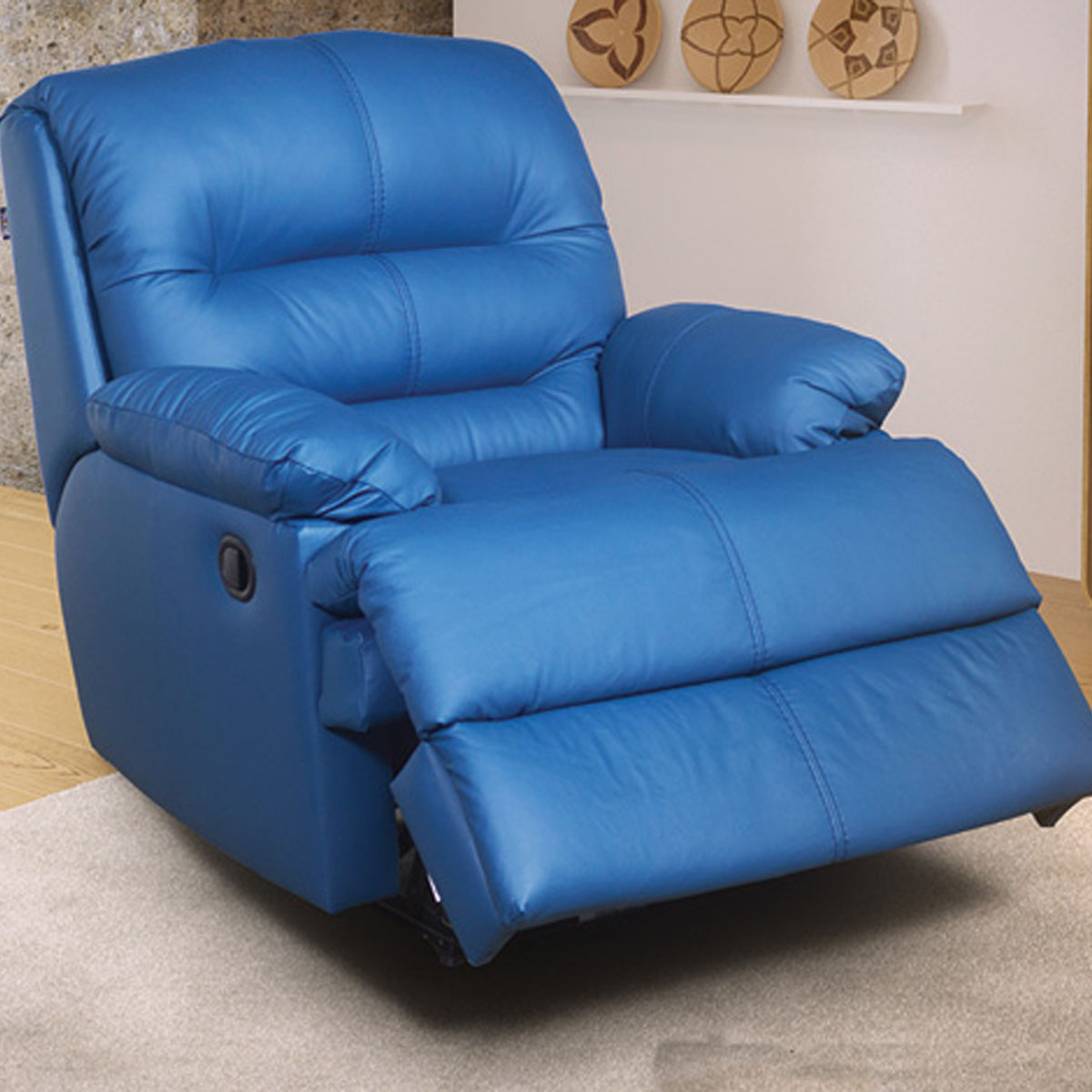 Reclinable Aspen Mec&aacute;nico Piel leathermatch Cobalto image number null